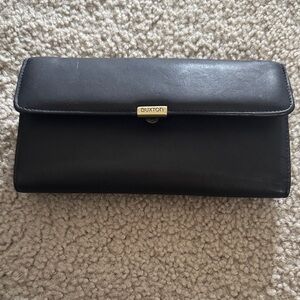 Buxton Black Leather Wallet with Gold Accent